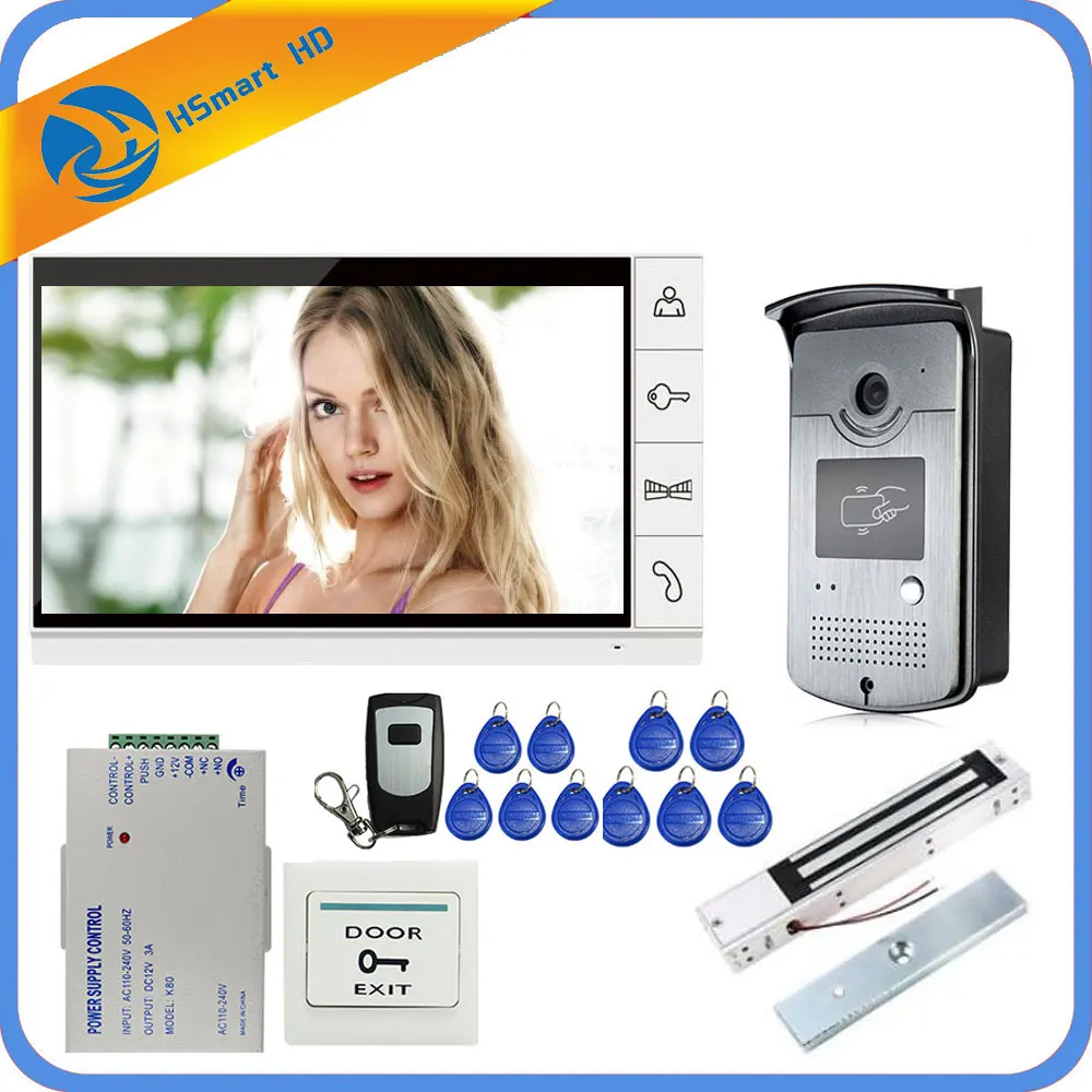 Wired 9\ Video Door Phone Video Intercom Doorbell System 1 Monitor 1 RFID Camera + Electric Magnetic Lock Remote unlock Wired 9\ Video Door Phone Video Intercom Doorbell System 1 Monitor 1 RFID Camera + Electric Magnetic Lock Remote unlock