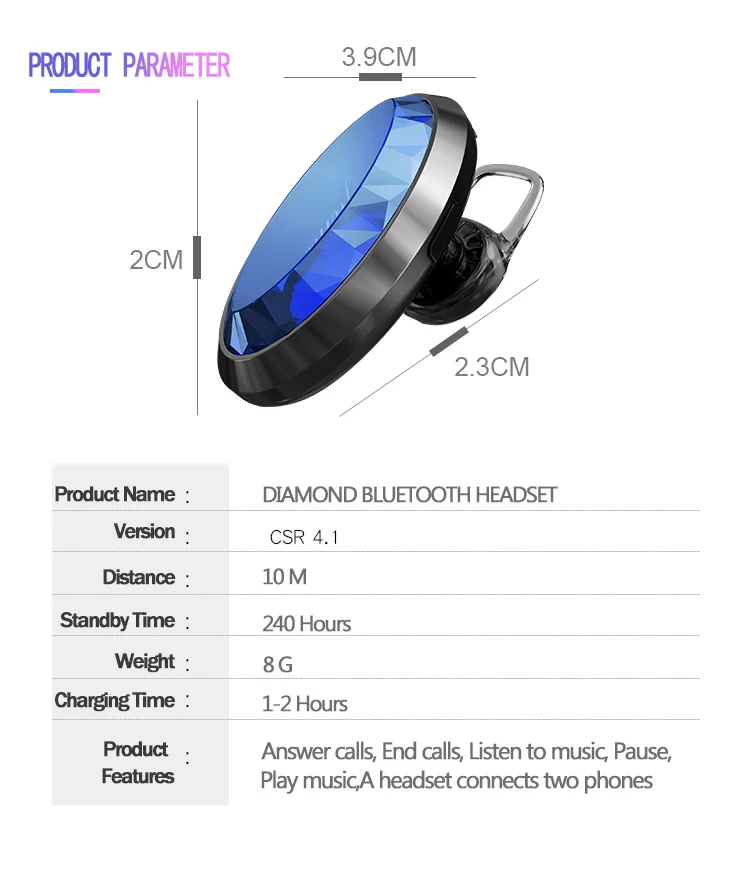 XLSTO NEW mini Bluetooth earphone gem for wome earphones stereo Business Bluetooth4.1 headset fashion Earplugs for iPhone xiaomi (12)
