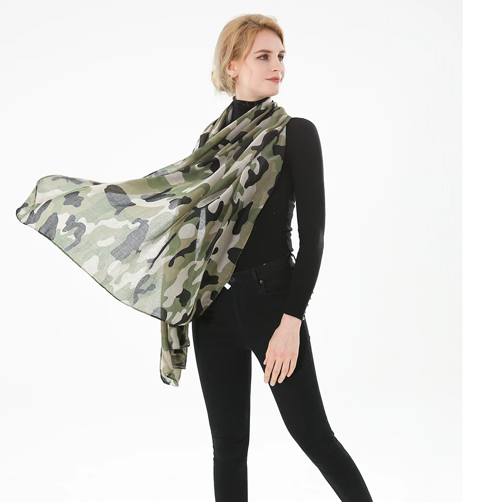 Winfox Новая мода дамы армейский зеленый Камуфляжный шарф Camo шали Дамы Echarpe Foulard женщины