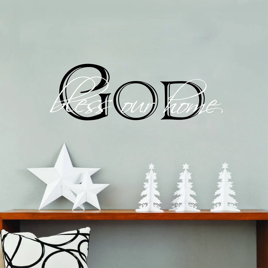 Виниловые наклейки на стену с надписью God Bless Our Home|decal sticker printing|sticker computerdecal tile |