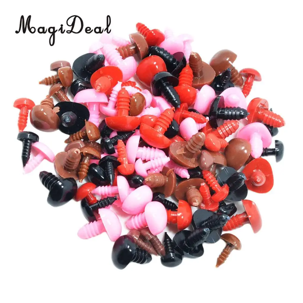  100 Pieces Mixed Color Eyes and Noses for Bear Doll, Puppet, Plush Animal Making Toy Accessories	