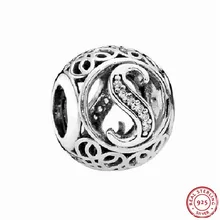 Бусы с алфавитом в винтажном стиле, четкий CZ для женщин, изготовление ювелирных изделий, сделай сам, Подходит для PANDORA, подвески, серебро, 925, LE015-S