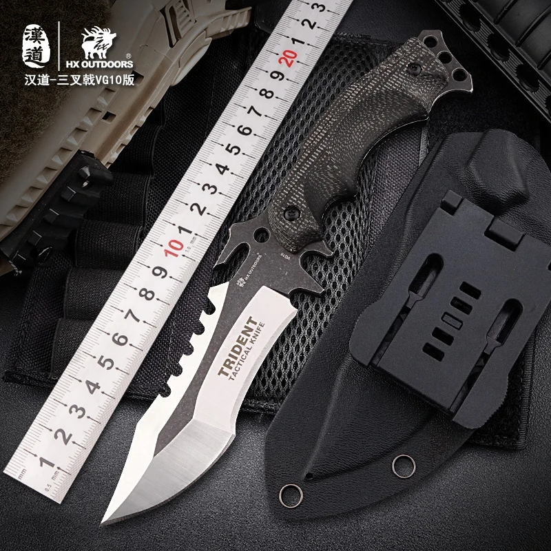HX OUTDOORS VG10 Tactical Knife Hunting Camping Fixed Blade Knives Foam