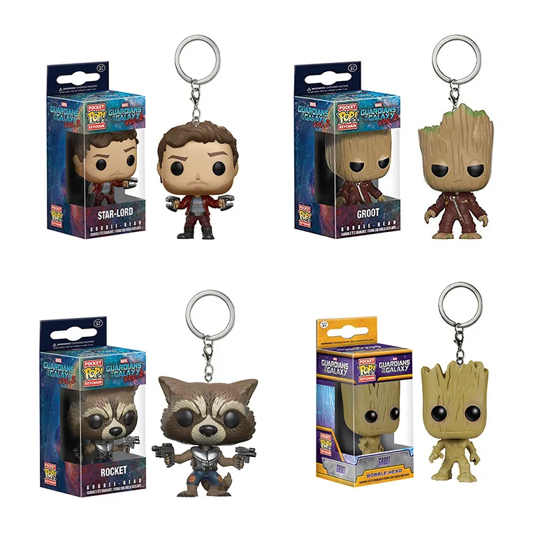 

FUNKO POP Pocket Pop Keychain Official Guardians of the Galaxy Groot Rocket Action Figure Collectible Model Toy Christmas Gift