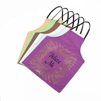 

1Pcs Bronzing Letter Leaf Pattern Cotton Apron Adult Bibs Home Cooking Baking Coffee Shop Cleaning Aprons Kitchen Accessories