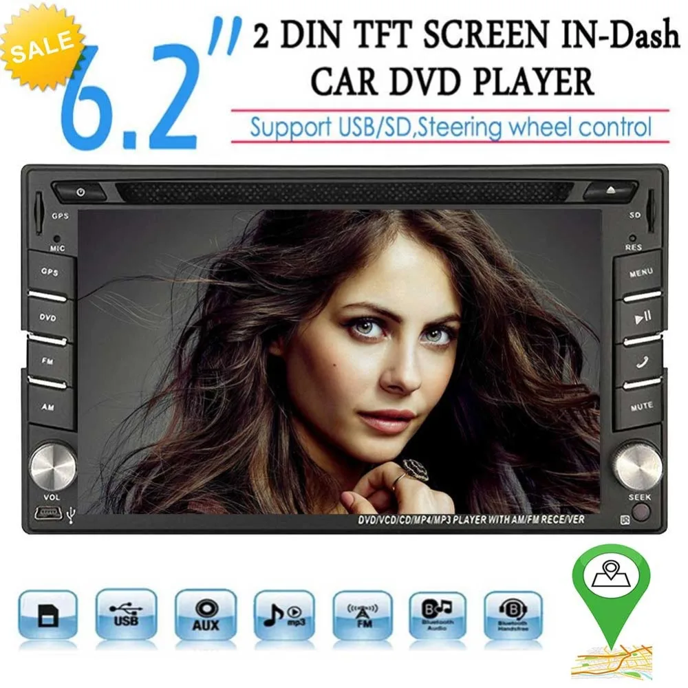 

Double 2 Din Car Stereo DVD Player GPS Navigation Radio Bluetooth 2 Din Capacitive Touch Screen support USD SD mp5 SWC Car Logo