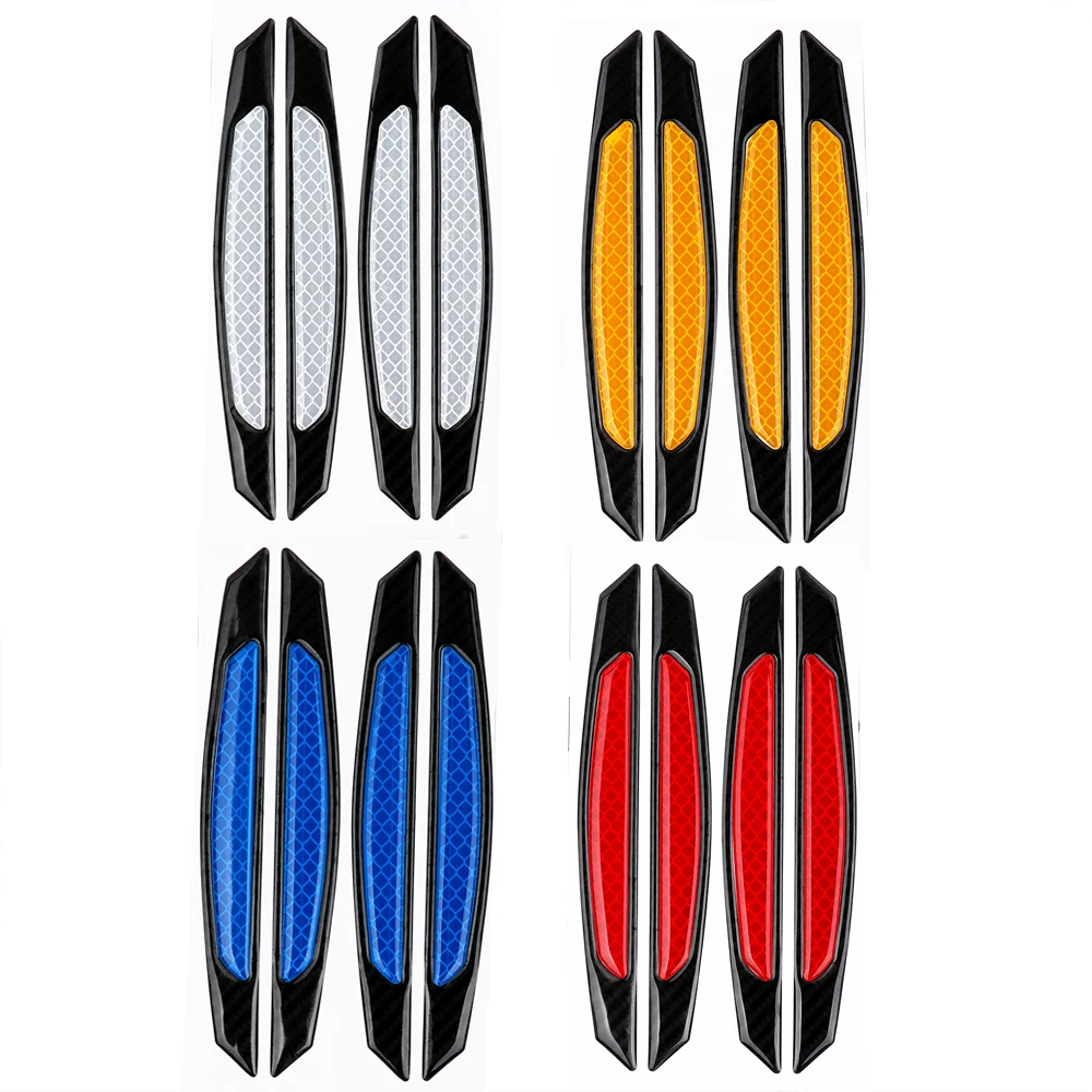 

LEEPEE Car Door Bumper Sticker Car Reflective Strip Auto Side Anti-scratch Strip 4 Pcs/pack Anti-collision Warning Safety Mark