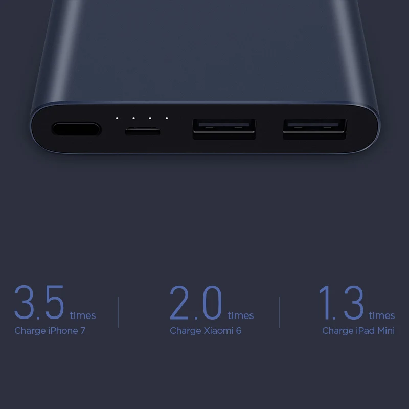 Xiao mi power Bank 2 10000 мАч тонкий внешний аккумулятор банка 18 Вт Быстрая зарядка двойной
