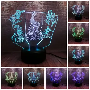 

Marvel Spiderman Figuras Model 3D Illusion NightLight LED 7 Mixed Colors Changing Light Avengers Endgame Siderman Figure Toys