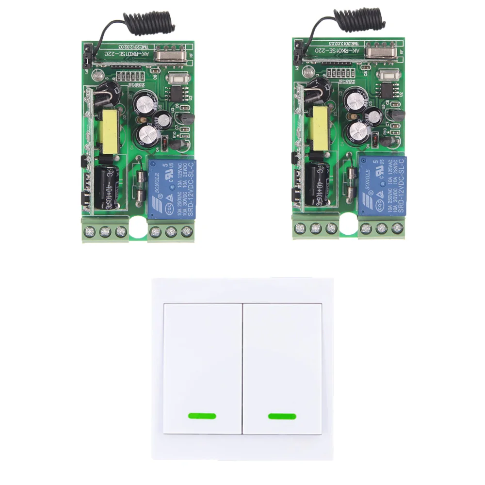 

85-265V 110V 220V 1CH 1 CH RF Wireless Remote Control Switch System For LED Stairs Ceiling Light,Receiver + 2CH Wall Transmitter