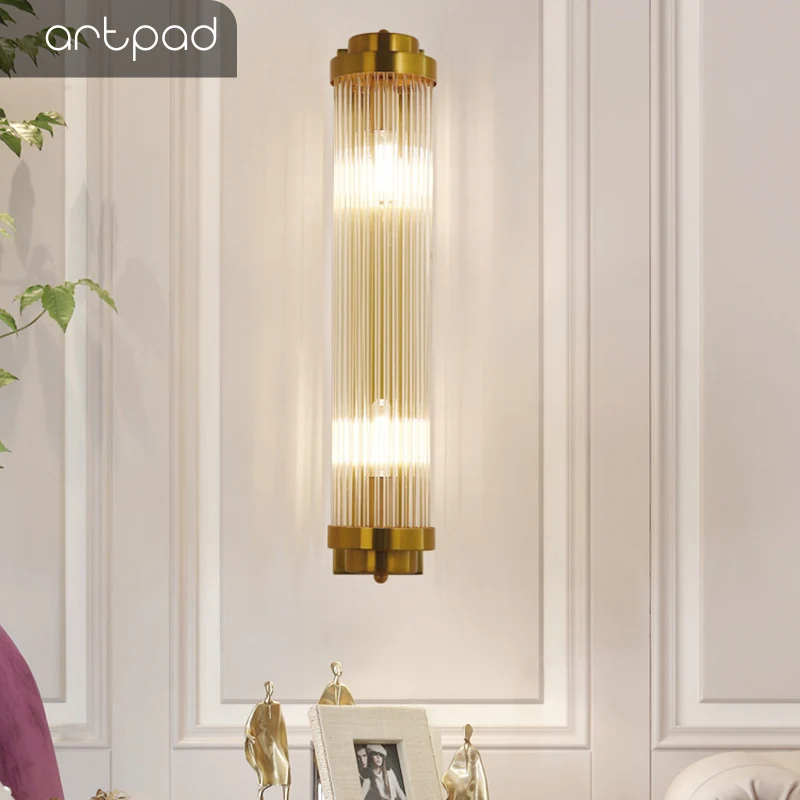 

Artpad Golden Led Home Lighting Wall Lamp Lustre Crystal E14 Sconces Bedroom Bedside Background Living room Kitchen Led Fixture