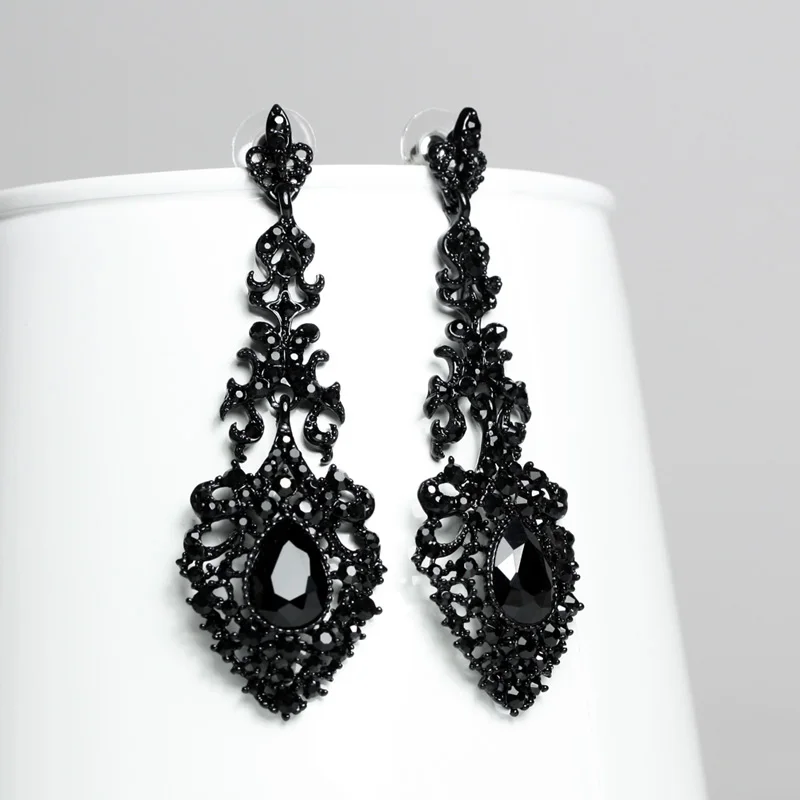 New Black Crystal Earrings For Women Drop Long With Positive Feedback Is Very Important To Us Pls Contact Before You Leave Neutral Or Negative About New Black Crystal Earrings For Women