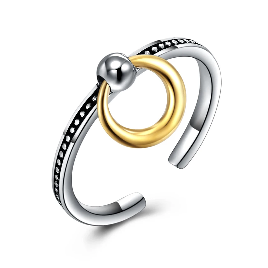 

European and American Fashion Retro Simple Style Sterling 925 Silver Opening Women's Ring Geometry Trendy Type Jewelry Best Gift