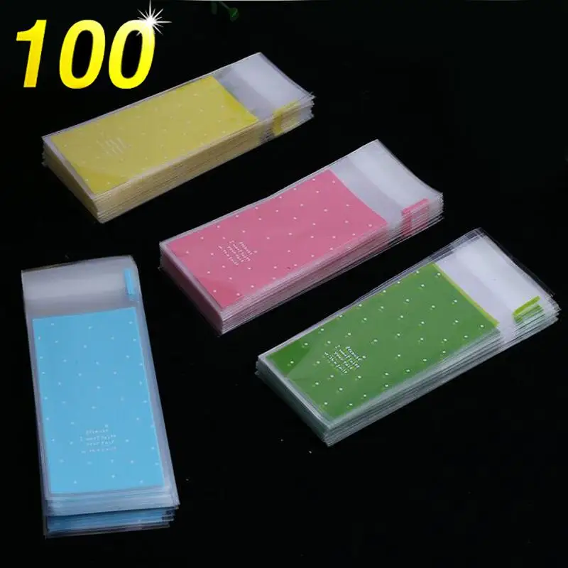 

100pcs / lot mini plastic biscuits packaging cupcake wrapper opp bags Self-adhesive bags Gift bag candy bag packaging