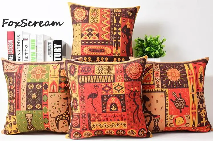 Ethnic Cushion Cover Home Decor African Decorative Pillows Case Linen Throw For Sofa Couch 45x45cm | Дом и сад