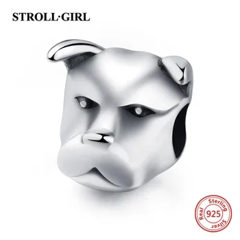 

100% 925 silver authentic beads craft Dog Head Charms animal collection fit European bracelet jewelry for women gift
