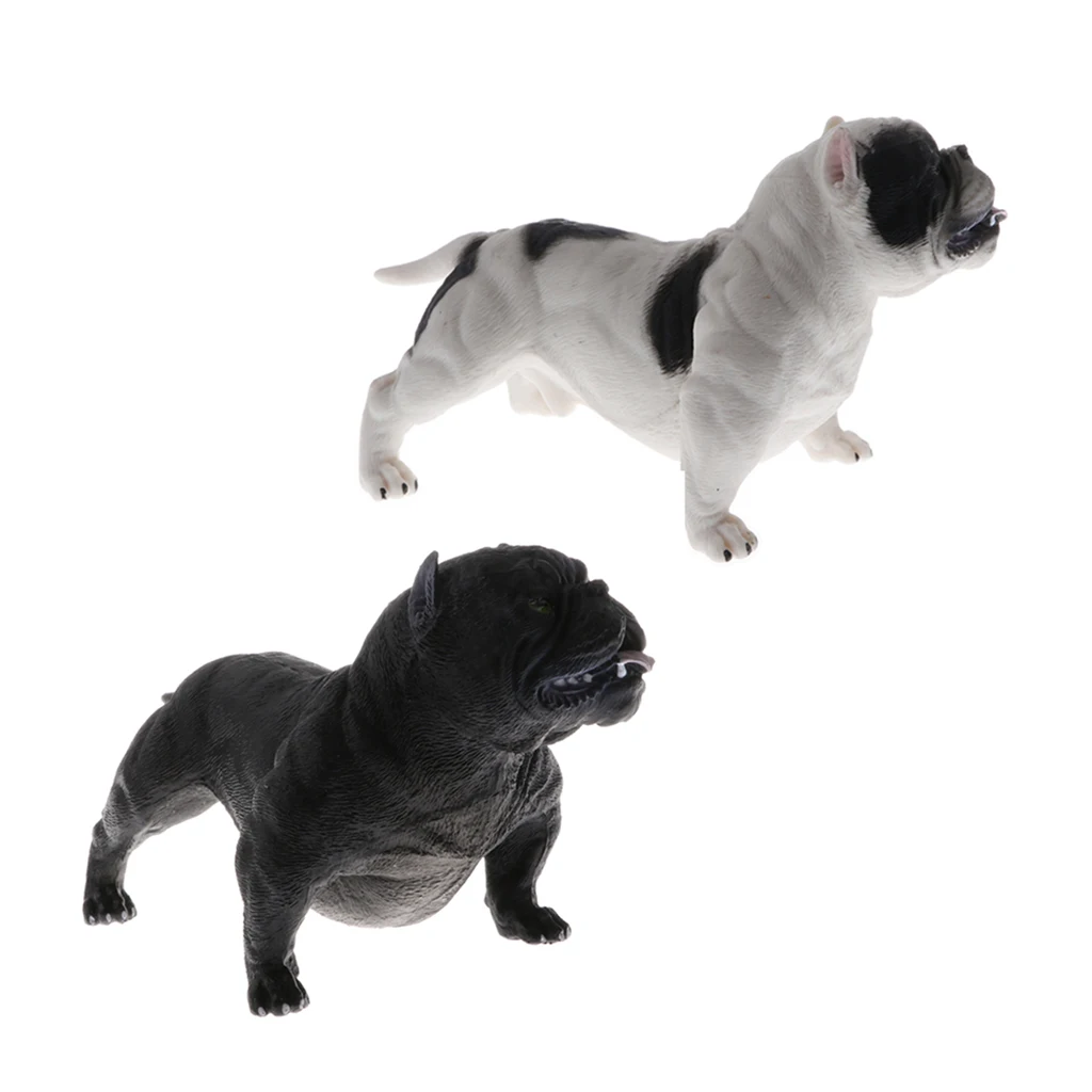 2pcs Plastic Realistic Wildlife Animals American Bully Pitbull Dog Action Figure Toys Playset Toddler Nature Toys Home Decor 