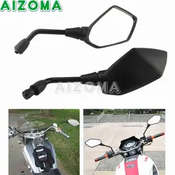 2 шт. черный мотоцикл зеркала 10 мм Стандартный нить сторона зеркала заднего вида для самоката Yamaha Suzuki Kawasaki Мотоцикл Универсальный
