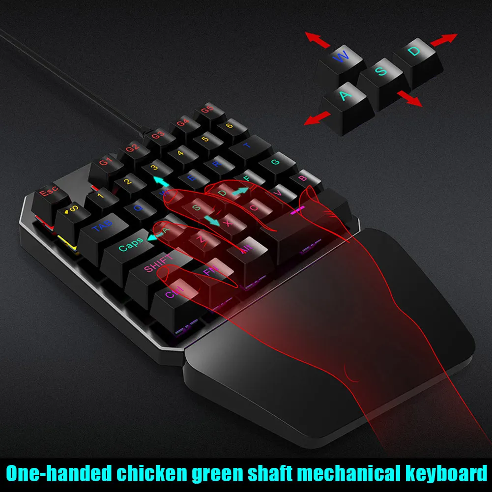 

One-hand 35 Keys Wired USB Gaming Mechanical Keyboard Keypad for PUBG Game SL@88