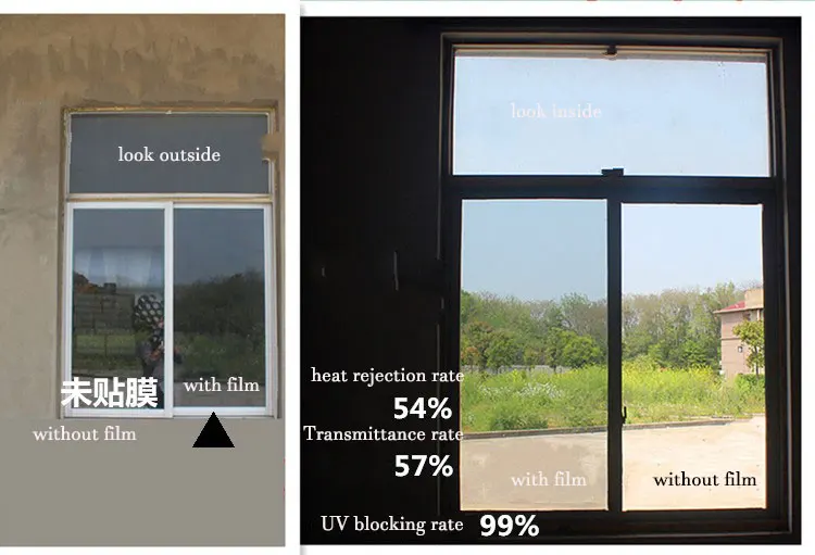 70 см x 10 м теплоблокирующая оконная пленка анти-УФ зеркальная односторонняя Солнечная Оконная Пленка Самоклеящаяся теплоизоляционная пленка Raamfolie