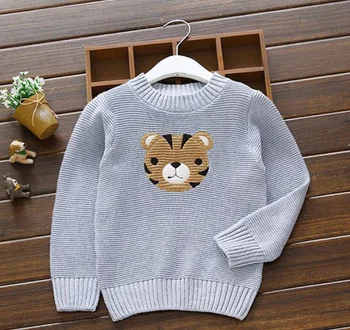 

Children's sweater boy cotton knitted long sleeve circular collar sweater