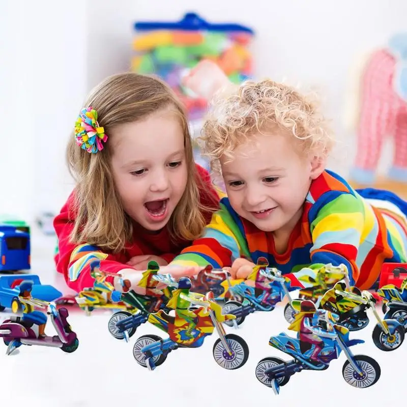 Мультфильм мотоцикл Самолет Модель 3D бумажные Пазлы игрушки для детей 18 шт. модель машины игрушки