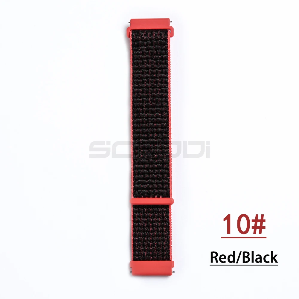 20 мм ремешок для часов для samsung Galaxy Watch Active Band gear спортивный ремешок нейлоновая петля тканый ремешок для samsung Classic S2 ремешок для часов - Цвет: Red Black