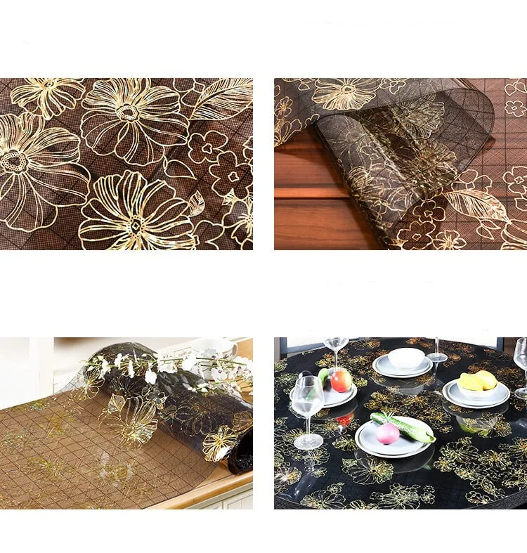 pvc soft glass tablecloth waterproof and oil-proof tea table mat crystal soft board kitchen pattern oil tablecloth