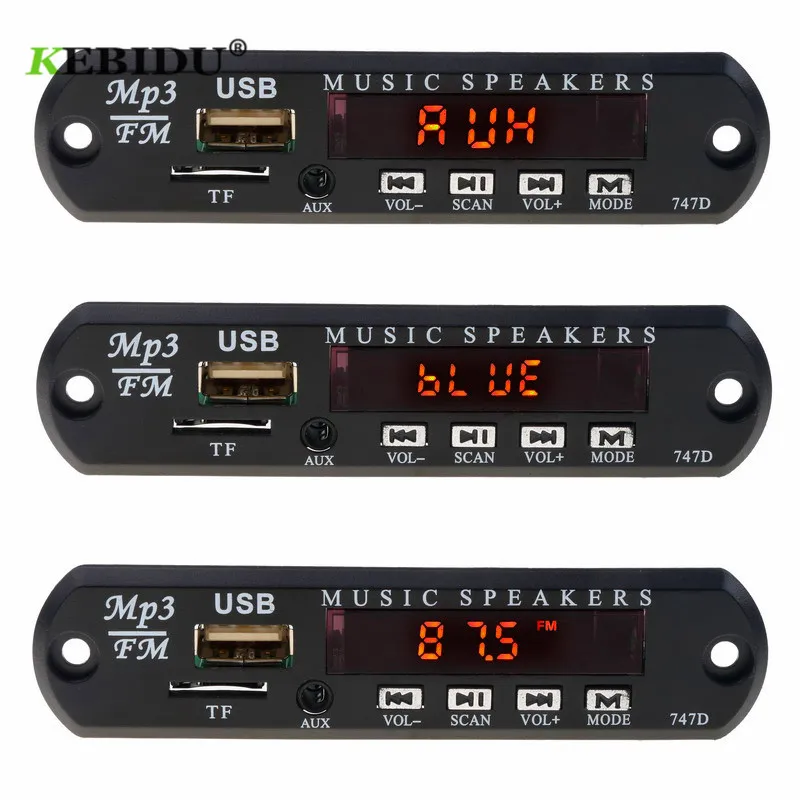 Kebidu Автомобильный USB Bluetooth аудио модуль 5 в 12 В беспроводной 4 1 MP3 WMA декодер плата FM