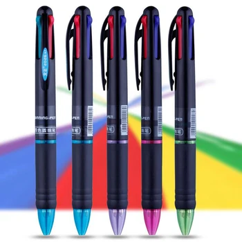 

Four Color Plastic Ballpoint Pen 0.7mm New Color Advertising Gift Ball Pen Students Multi Purpose Writing Stationery 2pc