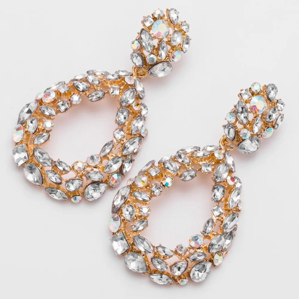 

HOCOLE ZA Statement Big Austrian Crystal Earrings Drop Blue Crystal Earring For Women Wedding Party Jewelry 2019 Bohemian Bijoux