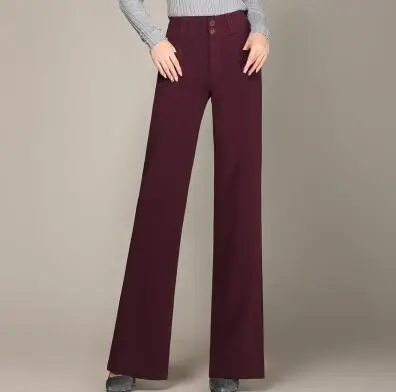 azul Hdl0817 Mujeres Negro marrón Pierna borgoña Moda De verde Tamaño Plus Marrón Verde Ancha Cintura Negro Completa Nueva Alta Las Longitud Pantalones Femeninos Azul cgqRUYYwf