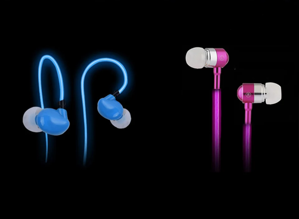 3.5mm In-ear Earphone Headphone Luminous Stereo Earphones With Microphone For Mobile Phone EL Night Light Glowing Headset Sport (2)