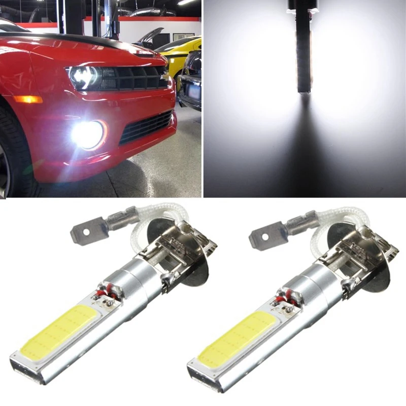 

2pcs/lot H3 COB LED Car Auto Light Bulbs Super Bright White 6000K DRL HeadLight Fog Light Lamp Bulb Car Light Source Parking 12V