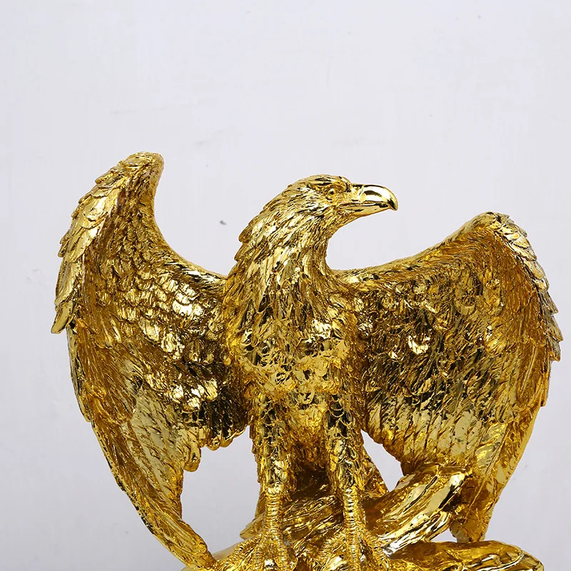 Gold Color Eagle Ornaments Spread Wings Eagle Trophy Figurines Crafts Home Office Decoration Resin Animal Miniature Model Gifts