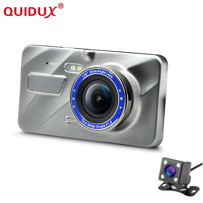 

QUIDUX Car DVR 4.0 Inch IPS Screen Auto Camera Dual Lens FHD 1080P Dash Cam Video Recorder Night Vision Gift 32GB memory card