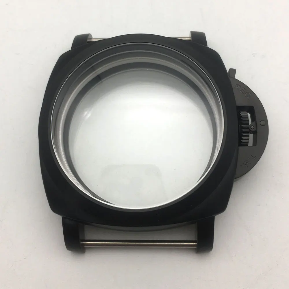 

47 mm brushed black stainless steel watches case hand winding fit for EAT 6497/6498 movement 02