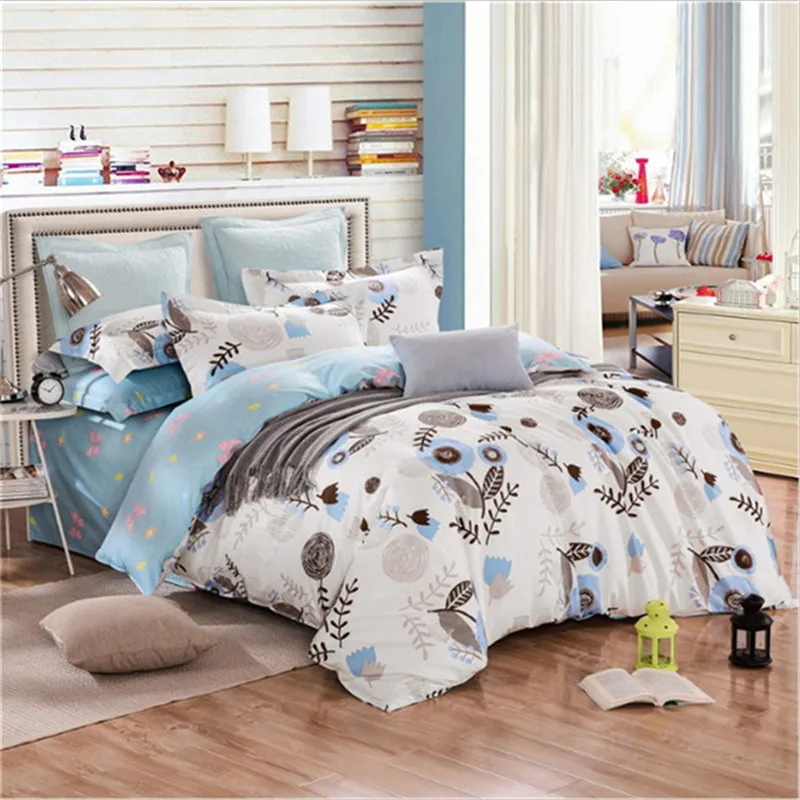 

new 2017 Pure cotton New style Flower pattern bedding 4pcs 1pcs quilt cover/1pcs bed sheet/2pcs pillowcase free shipping