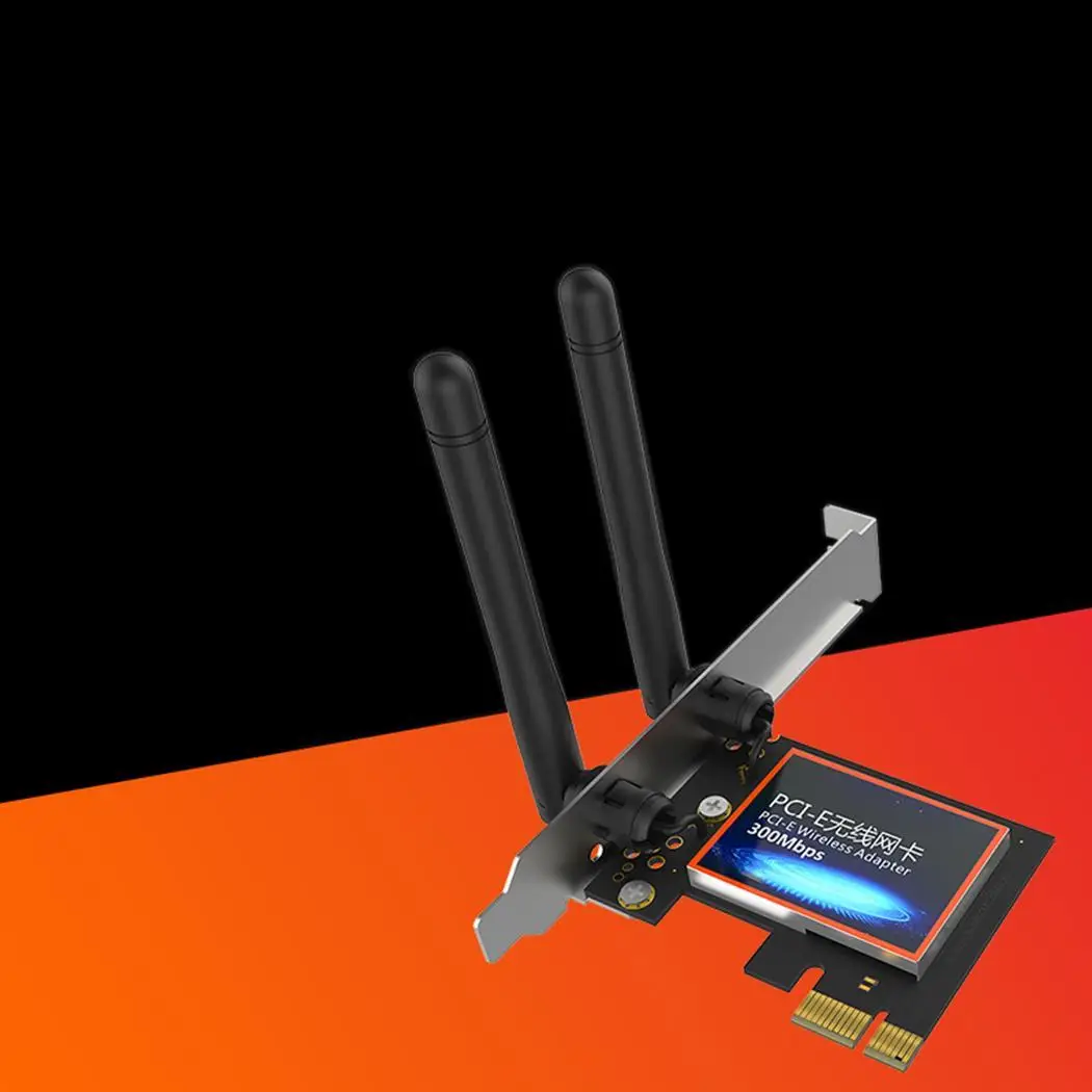 Двойные антенны беспроводной сетевой карты PCI-E интерфейс с 2 WiFi 100 метров адаптер Черный 2,4G 300 Мбит/с
