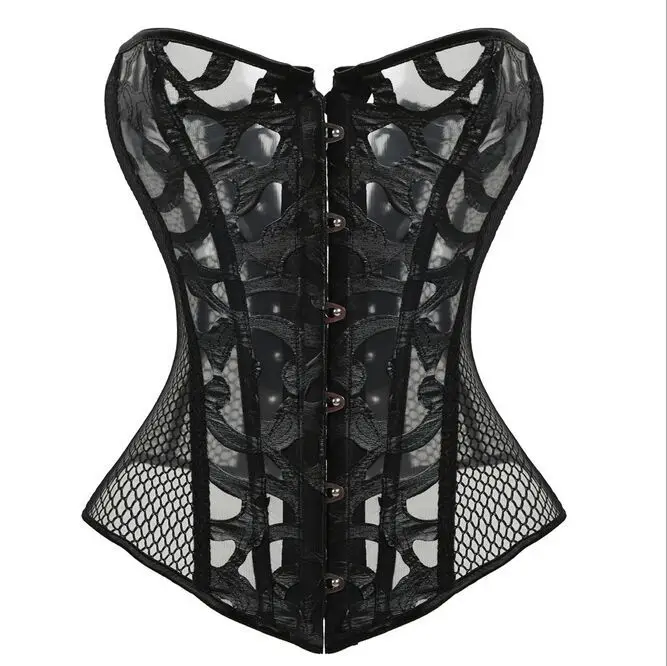 Buy Sexy Mesh Bustier Corset Hollow Out Flowers Design