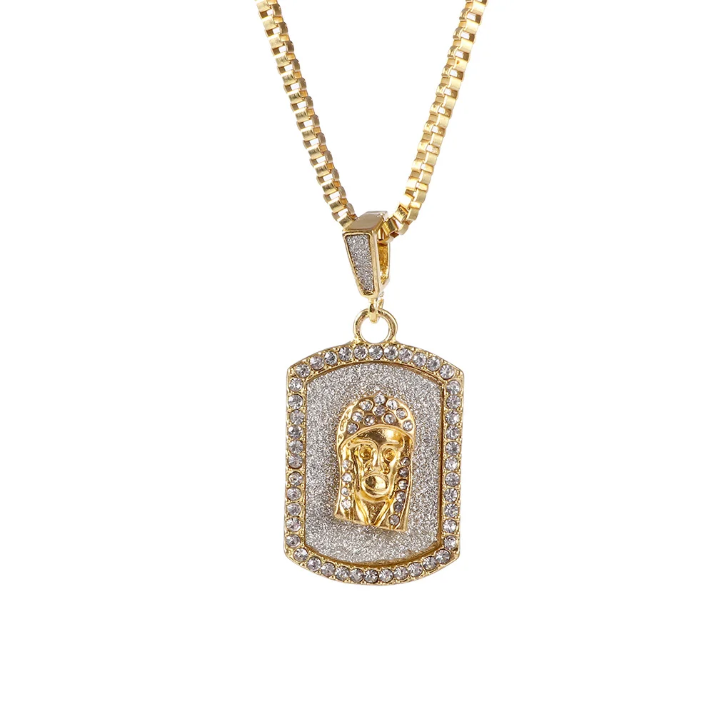 

Fashion Hip Hop Style Rhinestone Glitter Military Dog Tag Pendant Metal Long Chain Necklace Jewelry Gift