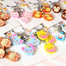 New Cartoon UFufy Tsum Tsum Doll Wooden Key Chain Pendant For Girl Gifts