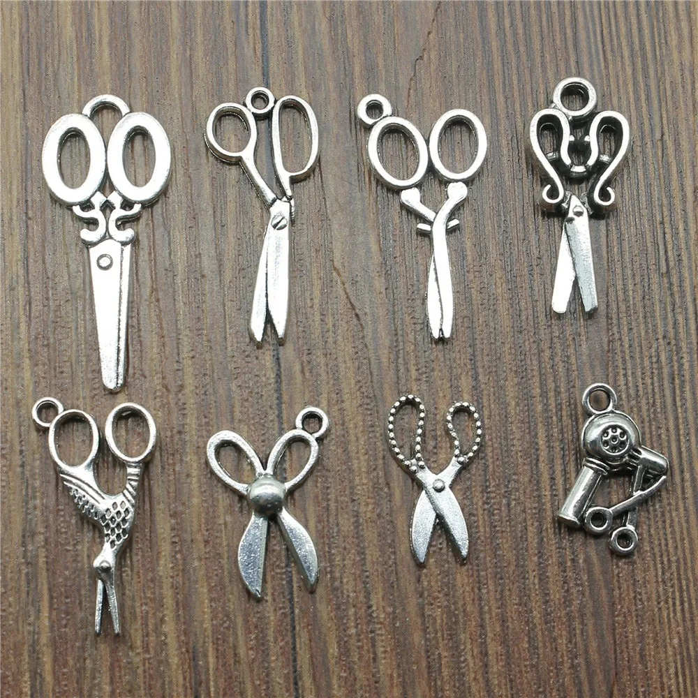 

1 Piece Mix Scissors Pendant Charm Jewelry Diy Scissors Charm Antique Silver Color Scissors Charm For Bracelet Making