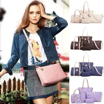 

Women Handbag Set 6 Pcs PU Leather Tote Purse Set Multi-purpose Classic Shoulder Bag