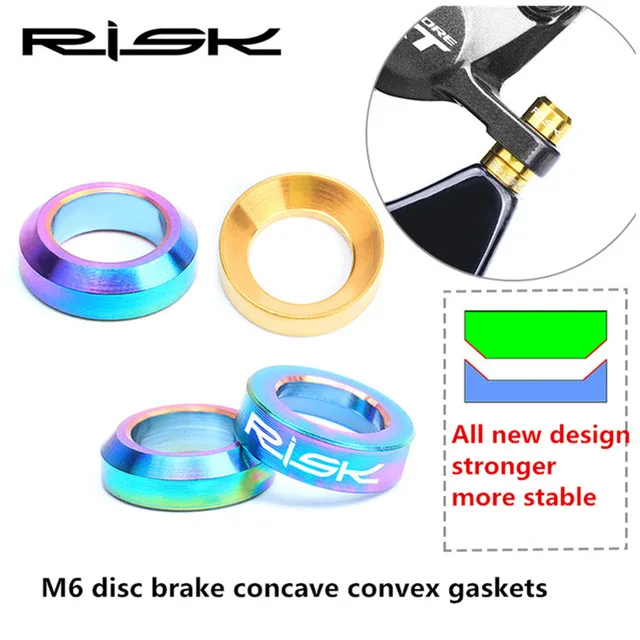 

RISK 2 pairs M6 Bicycle Brake Caliper Fixed Bolts Titanium Alloy Gasket Bike Brake Concave Convex Gaskets Bicycle Parts