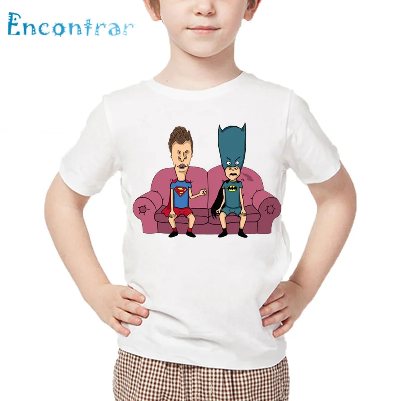Детская футболка с принтом Beavis And Butthead детские летние белые топы для мальчиков и
