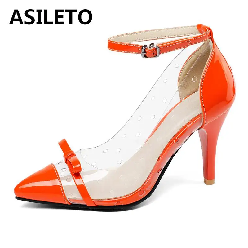 ASILETO Shoes woman High heels Pointed toe clear pumps