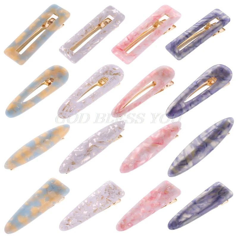 

16 Styles Sweet Candy Colored Acetate Duckbill Hair Clip Women Girls Marble Textured Pattern Geometric Hairpin Styling Barrettes