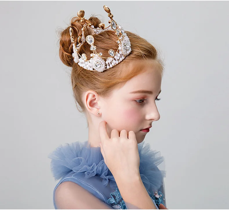 Crianças Meninas Glitter Strass Cristal Twinkle Casamento Da Menina de Flor vestidos de Baile de Aniversário Da Princesa Coroa Tiara Acessórios Para o Cabelo (3)