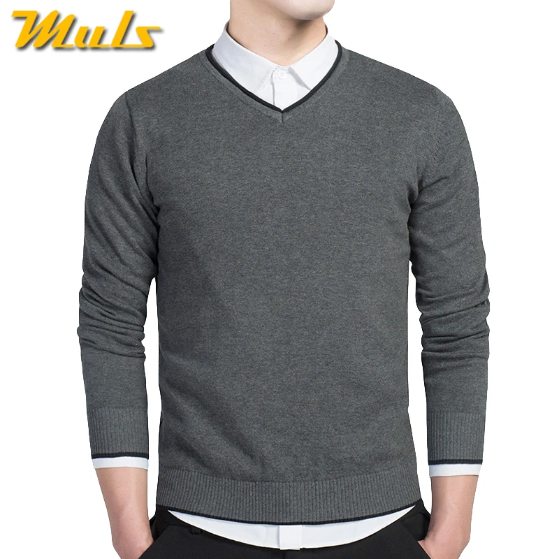 6Colors cotton sweaters men V neck mens sweaters pullover